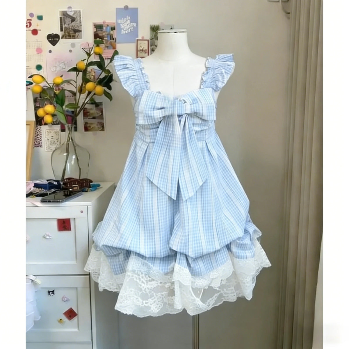 2026 Woman Japanese Sweet Lace Flower Y2k Aesthetic Bandage Grunge Dresses Harajuku Sleeveless Patchwork Vintage Dress Chic