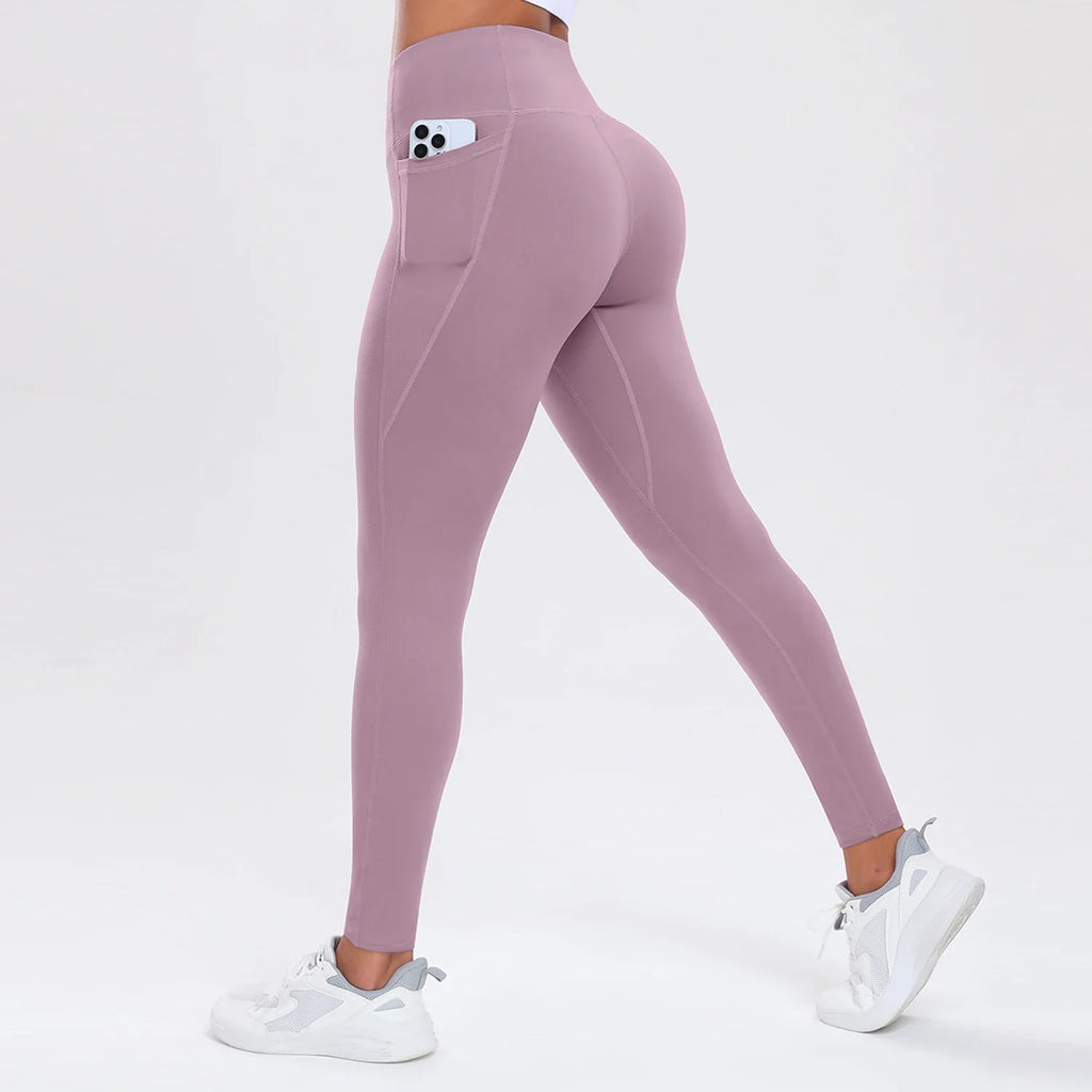 Women Yoga Pants with Pockets Butt Lifting Tummy Control Sports Leggings High Waist Fitness Tights Gym Clothing Sportswer