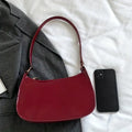 Red High-End Bag for Women, Retro Hand-Held Underarm Bag, Foreign-Style Small Patent Leather Bag for Young Girls, Single Shoulde