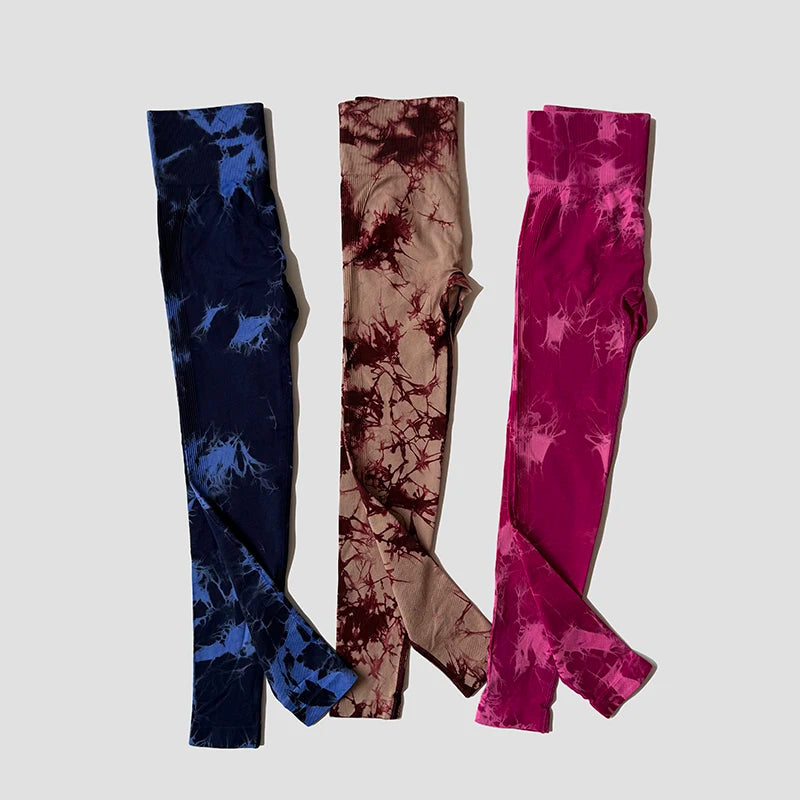 Tie Dye Seamless Leggings For Women High Waist Yoga Pants  Scrunch Butt Lifting Tights Fitness Workout Leggins Gym Clothing