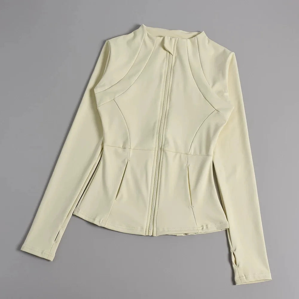 New yoga clothes for women, long sleeved running, fitness, slimming, versatile yoga jackets, training sports tops, jackets