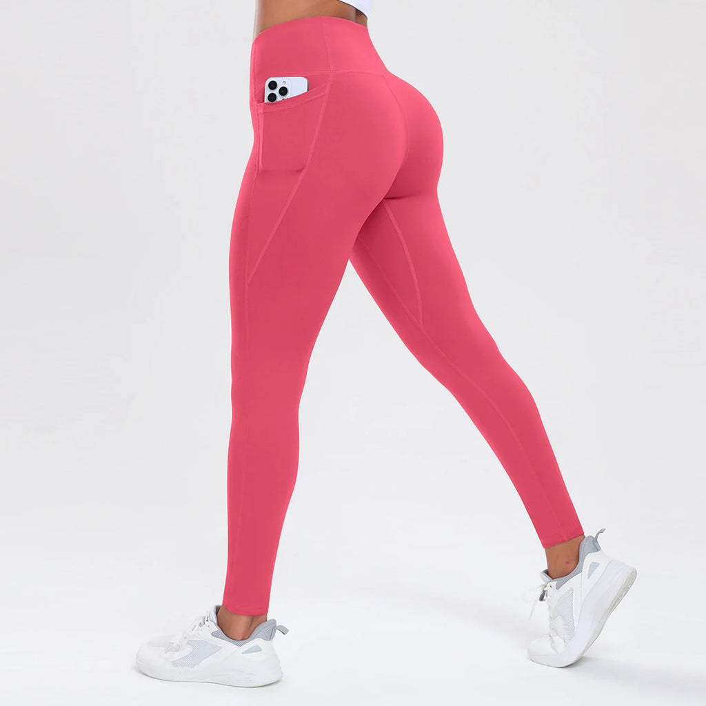 Women Yoga Pants with Pockets Butt Lifting Tummy Control Sports Leggings High Waist Fitness Tights Gym Clothing Sportswer