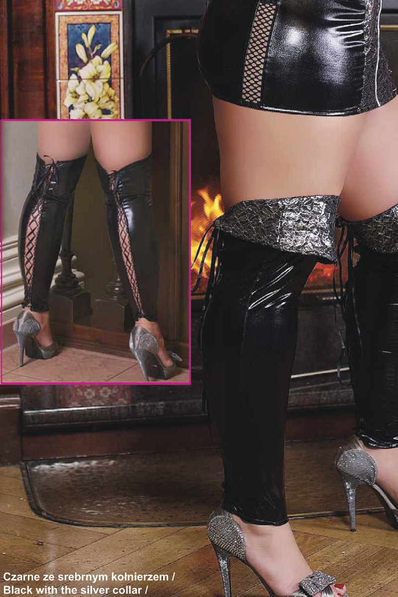 latex boots with silver collar