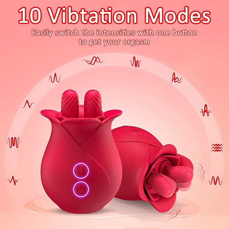 YW Red Clit Licking Rose Vibrator