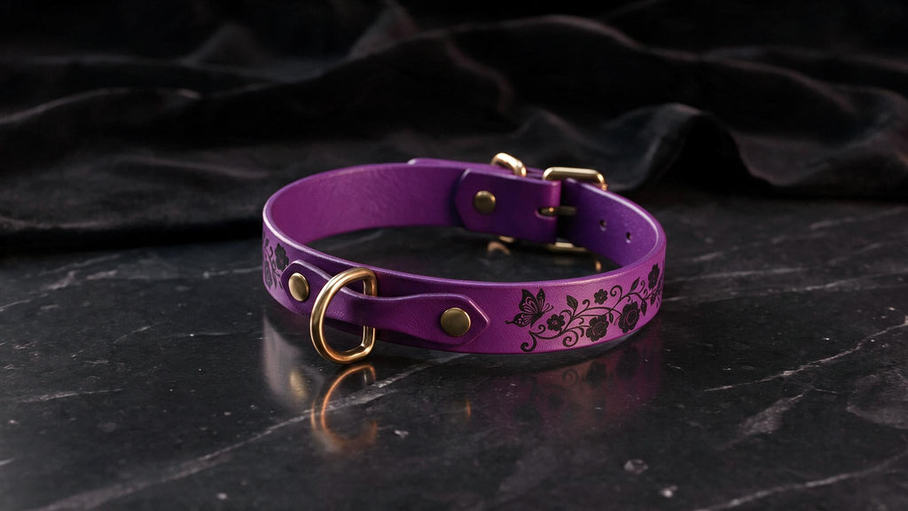 Floral BDSM Collar | Sub Collar With Butterflies & Flowers Brass.