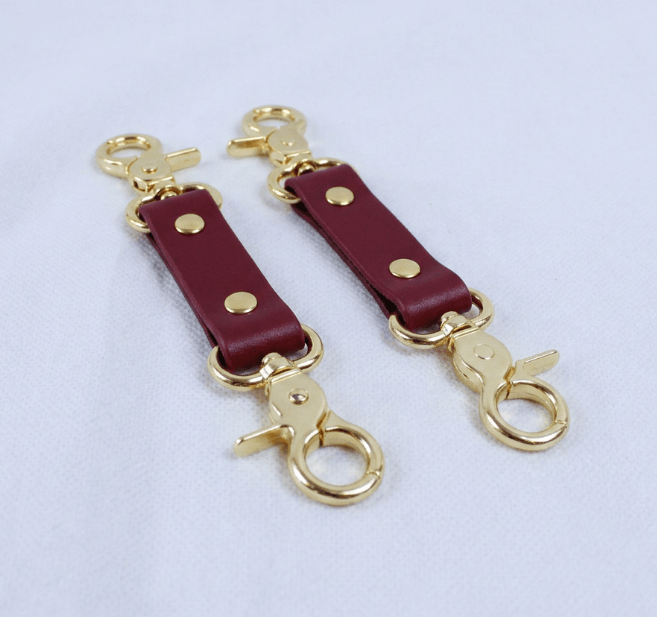 BDSM Connectors Burgundy Leather Strap with Gold Hardware