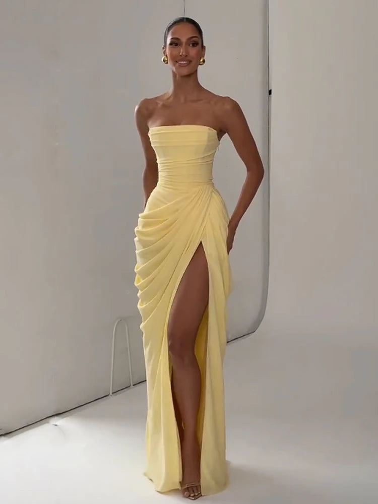 Elegant Scarf Collar Sling Women Summer Dress Solid Sleeveless Off-shoulder Slim Maxi Dresses 2026 Lady Chic Evening Party Gown