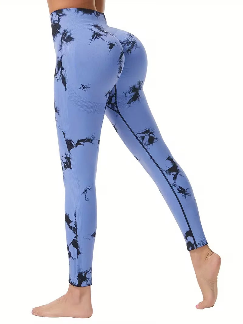 Women's Seamless Tie-dye Yoga Pants High Waist Soft Comfortable Gym Fitness Sportswear Workout Leggings Tights