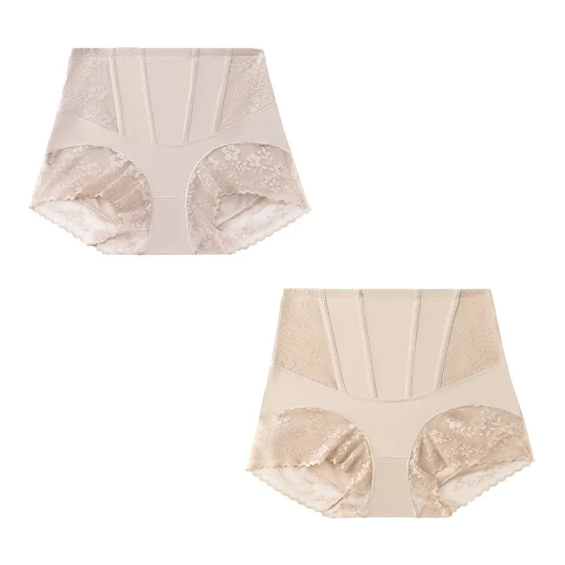 WarmSteps 2PCS Women's Shaper Panties High-Waist Lace Sexy Lingerie Abdominal Tightener Female Briefs Fishbone Waist SlimmingHot