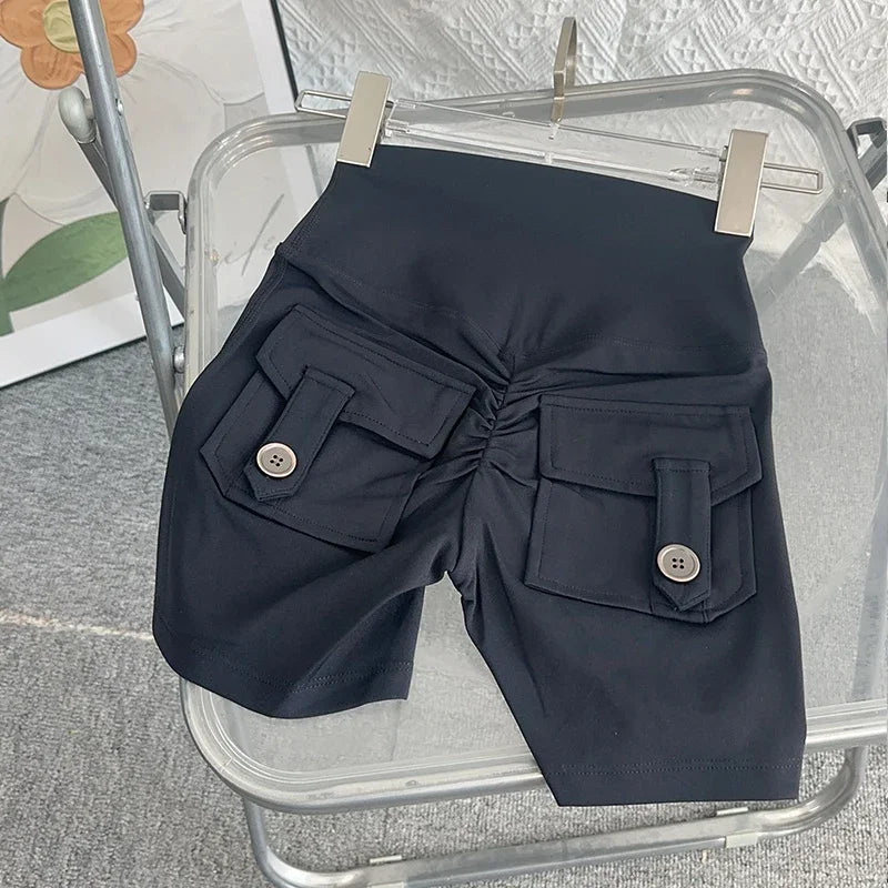 Women Yoga Shorts High Waist Workout Shorts Fitness Yoga Lift Butt Fitness Ladies Yoga Gym Running Short Pants Sportswear