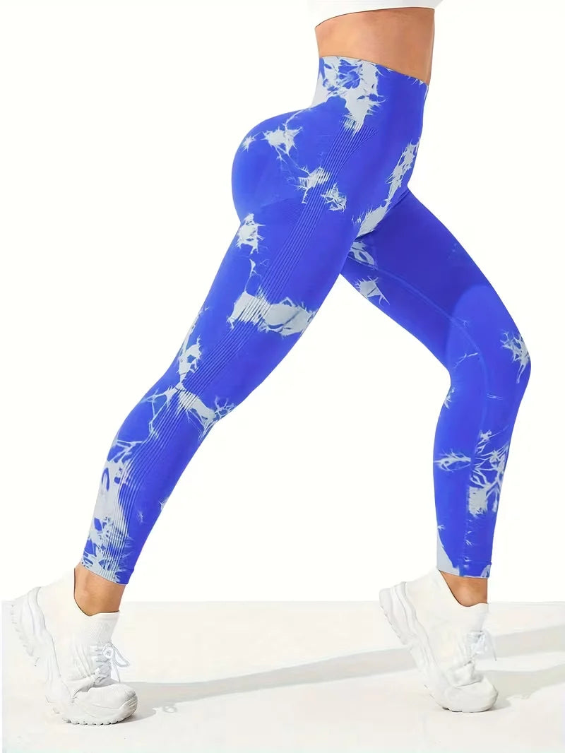 Women's Seamless Tie-dye Yoga Pants High Waist Soft Comfortable Gym Fitness Sportswear Workout Leggings Tights