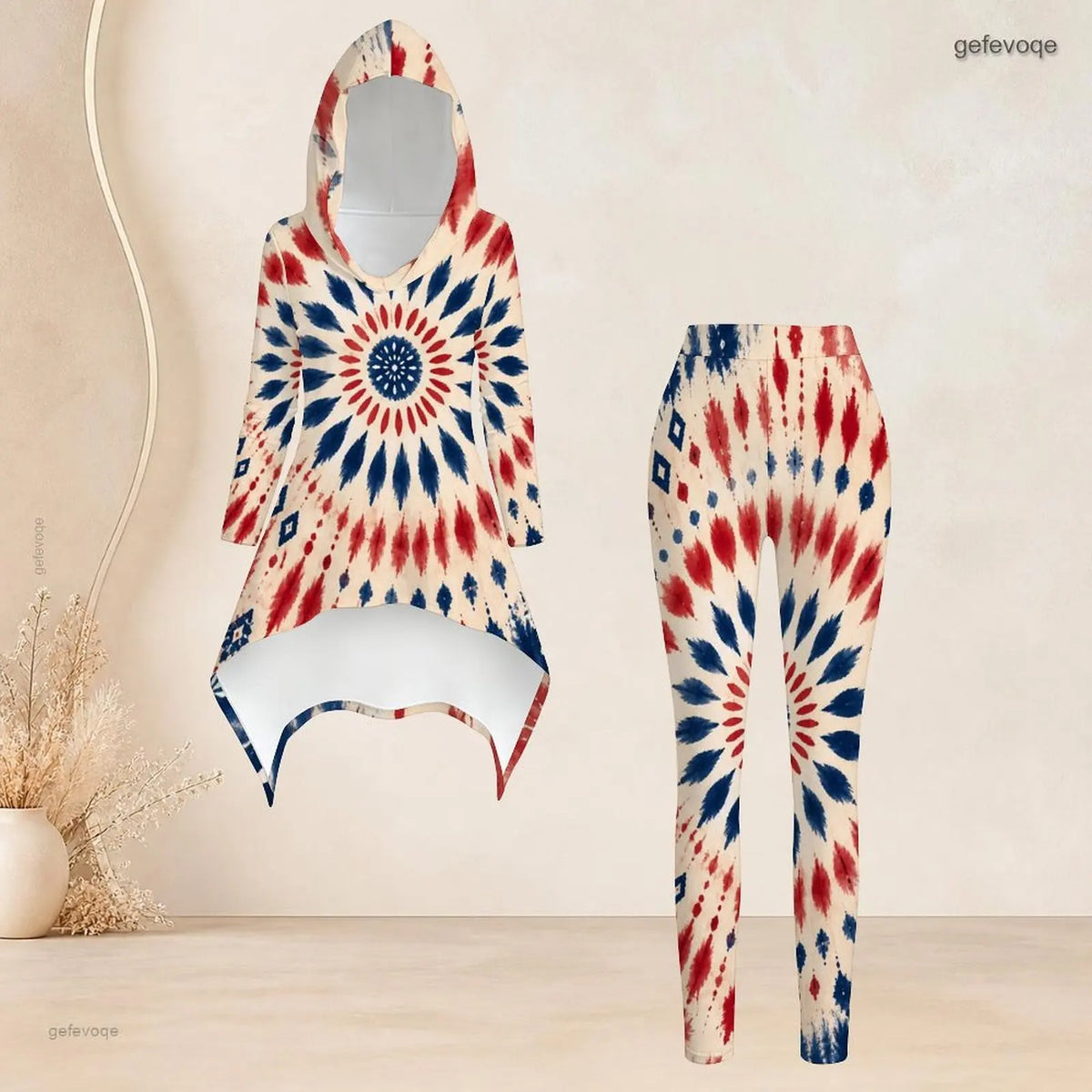 Fashion Women Casual 2 Piece Set Hooded Long Sleeve Hi Lo Asymmetrical Tunic Top Matching High Waist Slim Leggings T Daily Suit