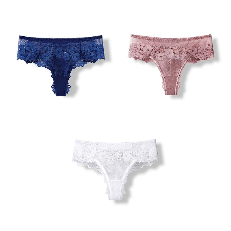 BANNIROU 3 Pcs Sexy Panties For Woman Lingerie Lady G-string Lace Female Thongs Underwear Ladies Intimates Free Shipping