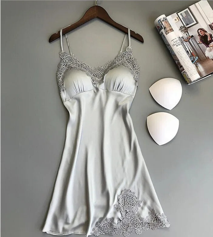 Sexy Pajamas Women's Silk Suspender Nightdress Ladies Spring And Summer Ice Silk Thin Halter Home Service Satin Night Dresses