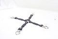 BDSM Restraint Connector Set Red Leather with Heart Rings