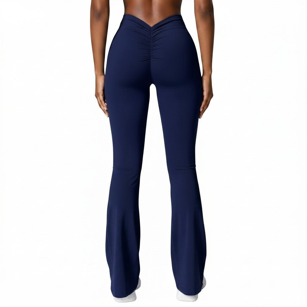 Fashion Micro Horn Leggings Women V-back Waist Sports Pants High Waist Push Up Butt Gym Pants Solid Slim Casual Leggings
