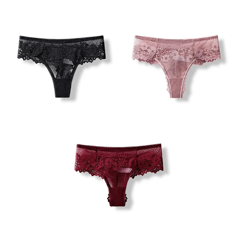BANNIROU 3 Pcs Sexy Panties For Woman Lingerie Lady G-string Lace Female Thongs Underwear Ladies Intimates Free Shipping