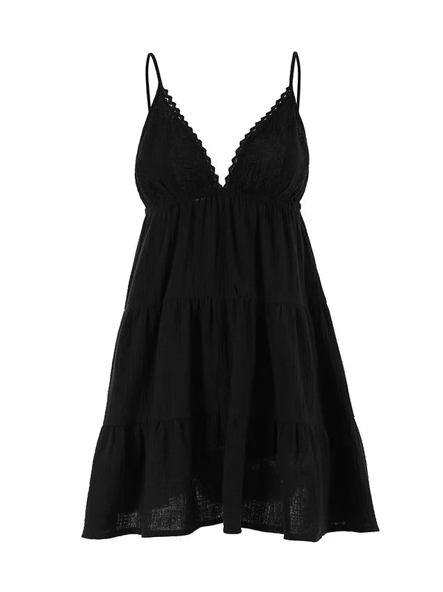 Pure Cotton Silk Sleepwear Women's Comfortable Loose Home Dress Pajamas Sexy V-neck Sleeveless Summer Nightgown