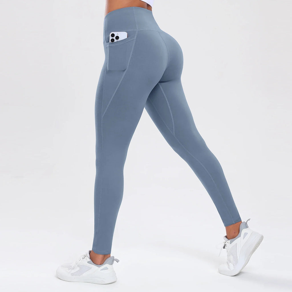 Women Yoga Pants with Pockets Butt Lifting Tummy Control Sports Leggings High Waist Fitness Tights Gym Clothing Sportswer