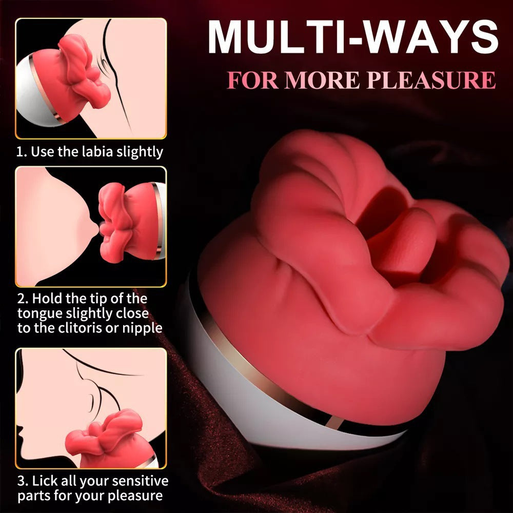 Big Mouth Tongue-Licking & Sucking Rose Vibrator