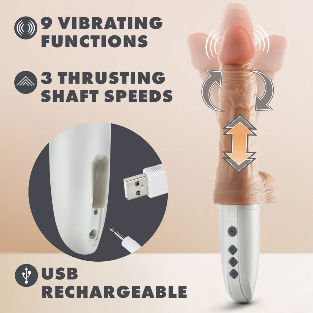 Blush Dr. Skin Dr. Hammer 7 Inch Vibrating & Thrusting Dildo with Suction Base Remote Controlled