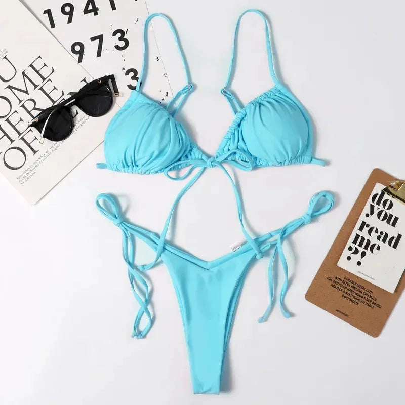 2026 2024 New Arrival Lingerie Sets Kawaii Separate Bikini Swimsuit Ribbon Swimwear For Sexy Women Ladies Seductive Temptre