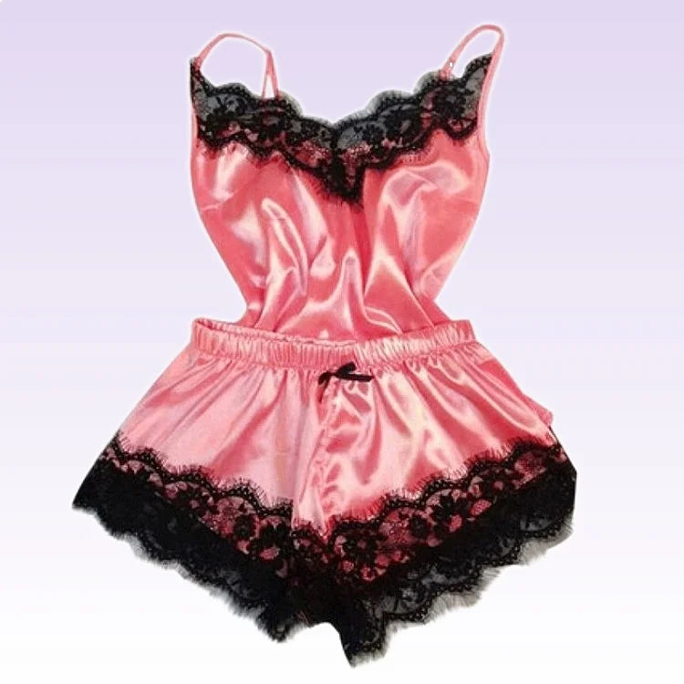 European American Lace Suspender Pajama Set Sexy Mesh Loungewear Comfortable Sleepwear