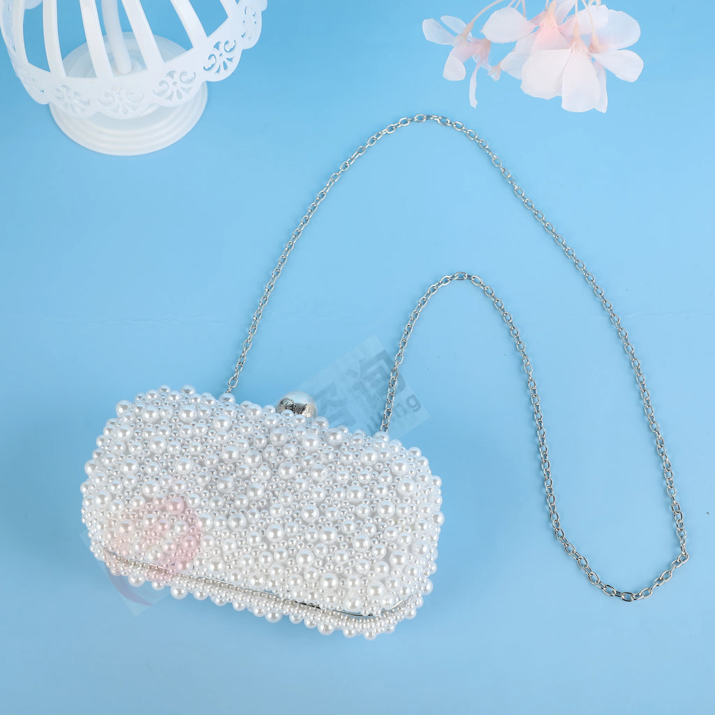Luxury handmade wedding evening bag chain shoulder bag Full Beaded clutch bag Ladies Artificial Pearls Handbag for Wedding Party