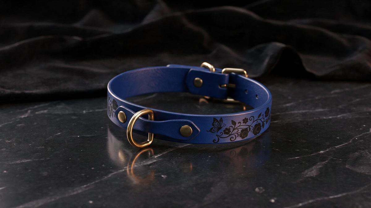 Floral BDSM Collar | Sub Collar With Butterflies & Flowers Brass.