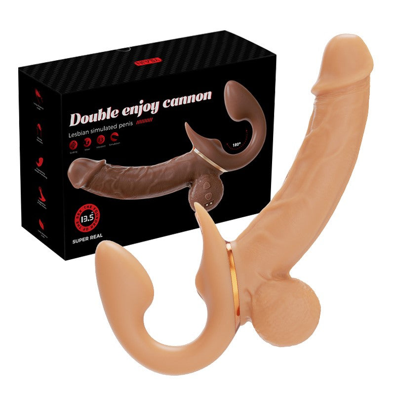 Cannon Double-Ended Vibrating Realistic Dildo Strapless Strap-On