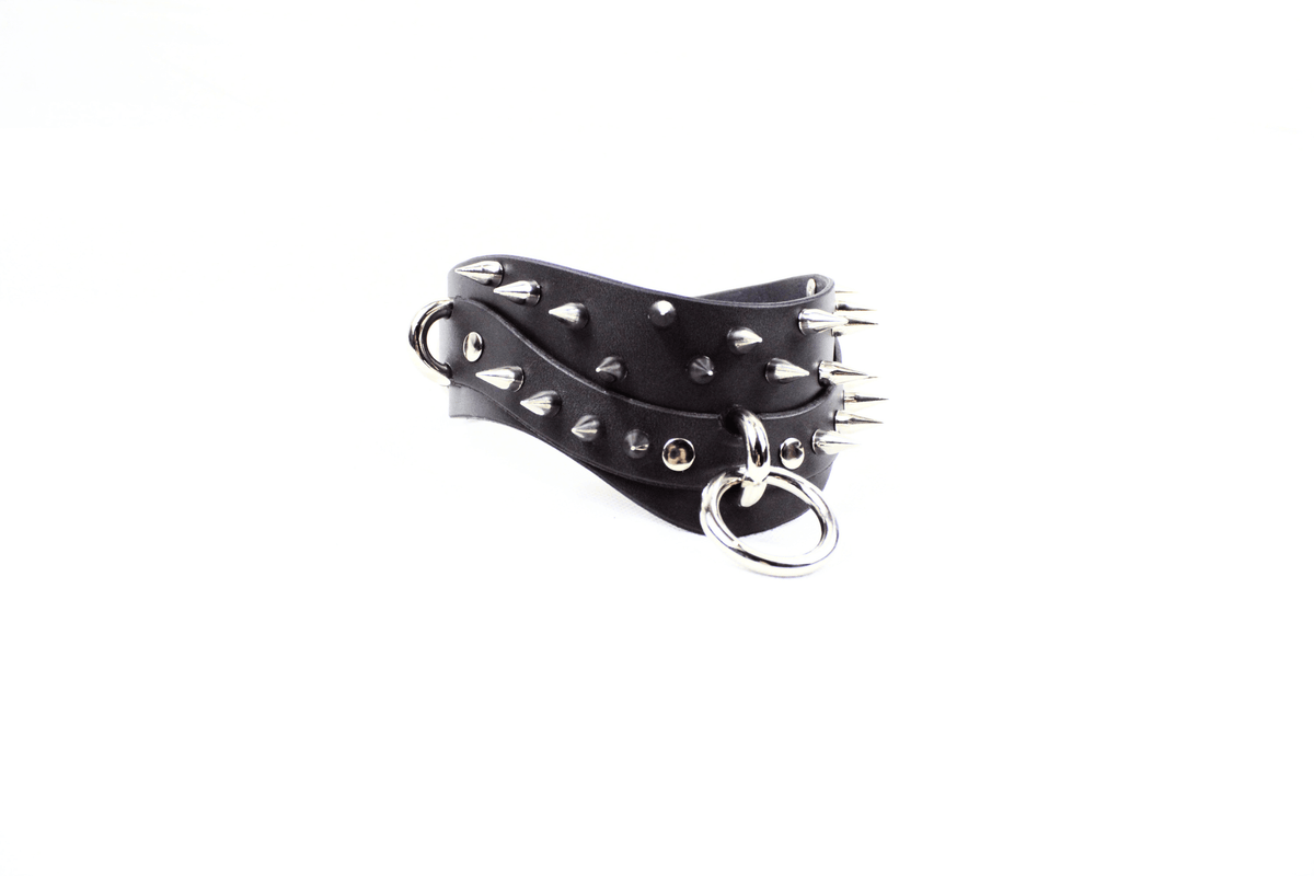 Black Spiked BDSM Collar – Wide Gothic Posture Submissive Choker