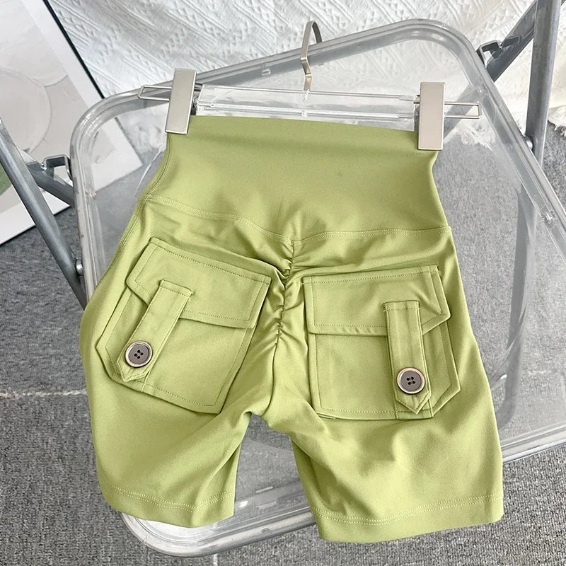 Women Yoga Shorts High Waist Workout Shorts Fitness Yoga Lift Butt Fitness Ladies Yoga Gym Running Short Pants Sportswear