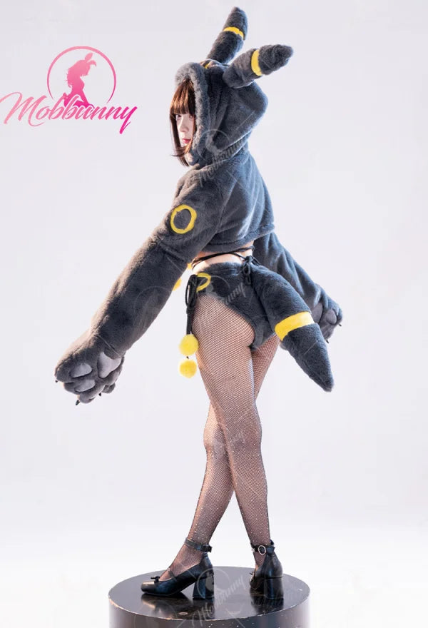 Mobbunny PM Derivative Furry Paw Women's Sexy Lingerie Kawaii Plush Homewear Paw Gloves Hoodie Top and Bra Panty with Stockings