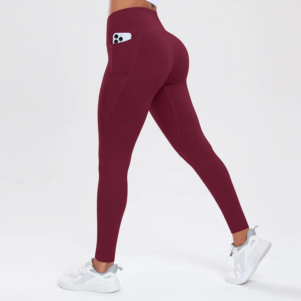 Women Yoga Pants with Pockets Butt Lifting Tummy Control Sports Leggings High Waist Fitness Tights Gym Clothing Sportswer