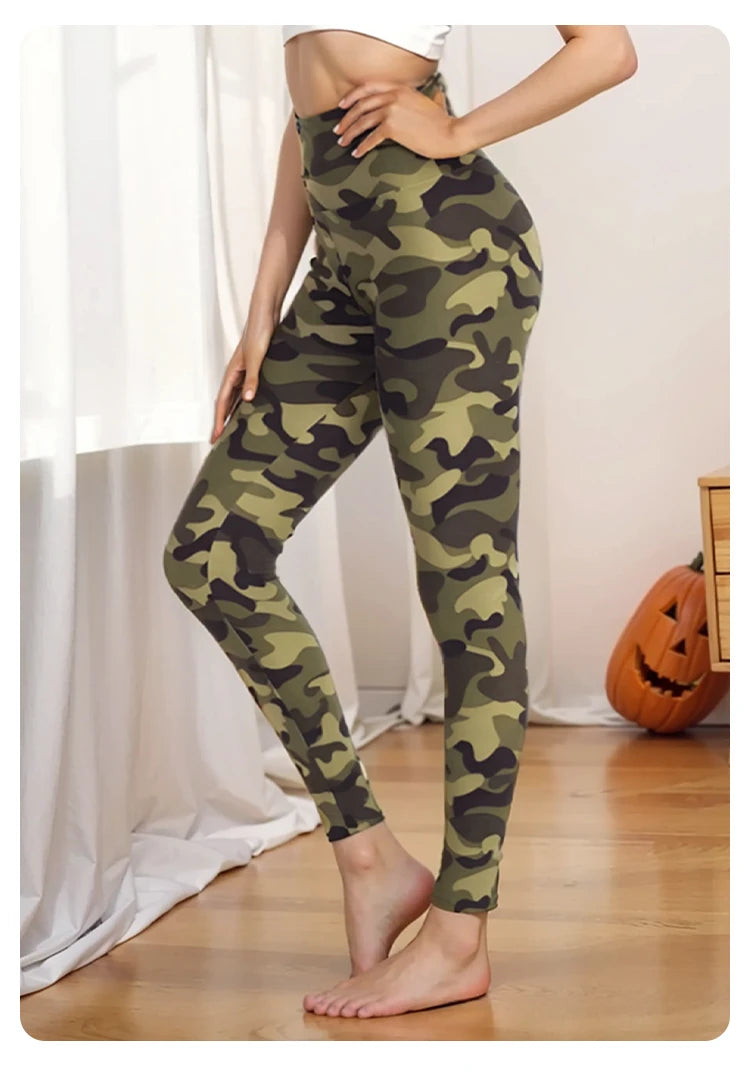 Spring Women's Leggings Camouflage Prints Outdoor Trousers Pants Stretch Elastic Waist Sporty And Sexy Fitness Pants Streetwear