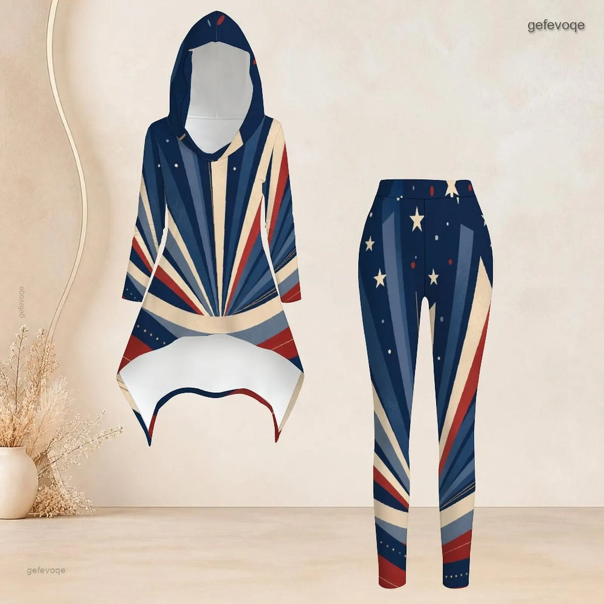Fashion Women Casual 2 Piece Set Hooded Long Sleeve Hi Lo Asymmetrical Tunic Top Matching High Waist Slim Leggings T Daily Suit