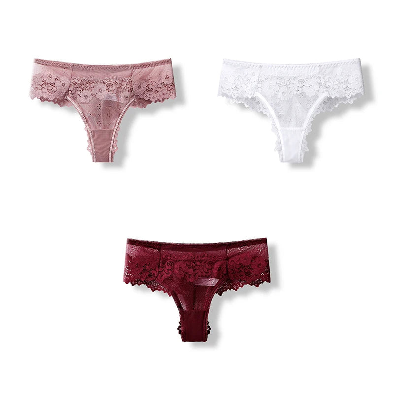 BANNIROU 3 Pcs Sexy Panties For Woman Lingerie Lady G-string Lace Female Thongs Underwear Ladies Intimates Free Shipping