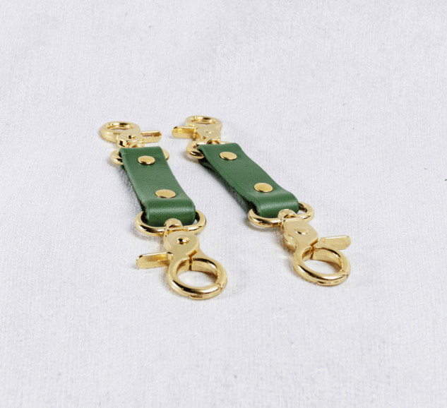 BDSM Connectors Green Leather Strap with Gold Hardware