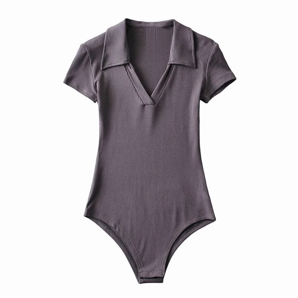 New Women Bodysuit Lingerie Sleepwear Short Sleeve Slim Fit Sexy Jumpsuit Casual Basic Top Bodycone V-neck Hotsweet Undershirt