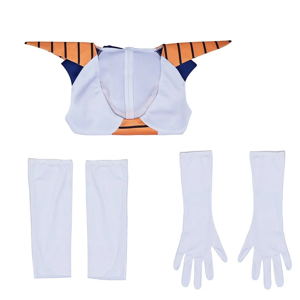 Vegeta Cosplay Saiyan Costume Sexy Women Bodysuit with Gloves Stockings Full Set Halloween Carnival Party Bejita Battle Rompers