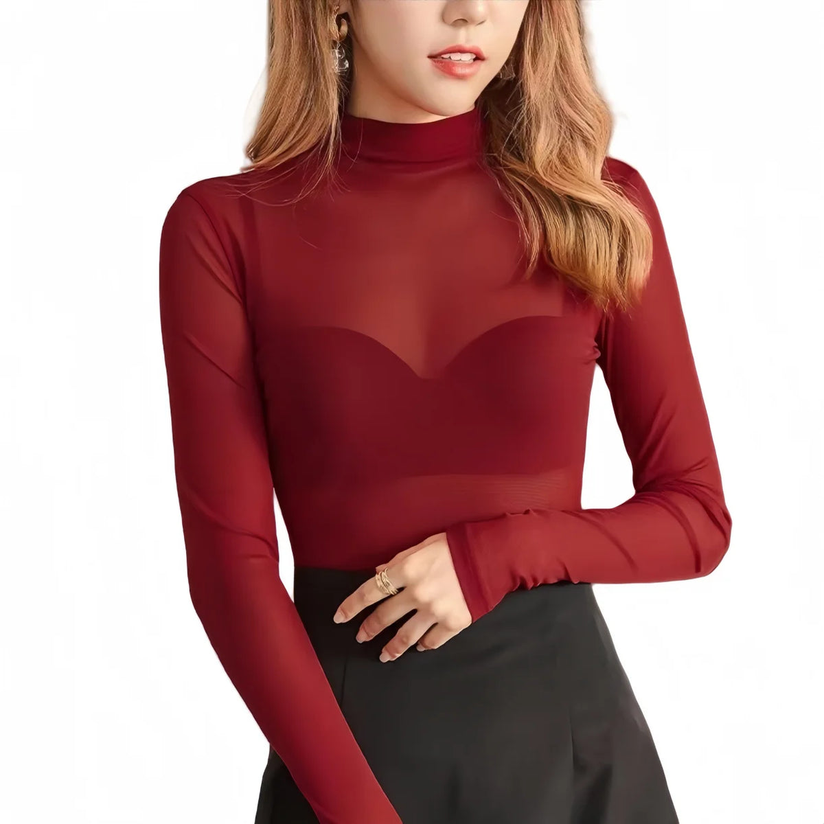 FREEAUCE NEW Long Sleeve One-pieces Sheer Black Mesh Bodysuits Tops T Shirts for Woman Plus Size Sexy Body Suit Lingerie S-XXXL