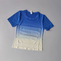 Women's Seamless Yoga Shirt Short Sleeve Crop Top Fitness Gradient Sport T-shirts Workout Gym Clothes for Running