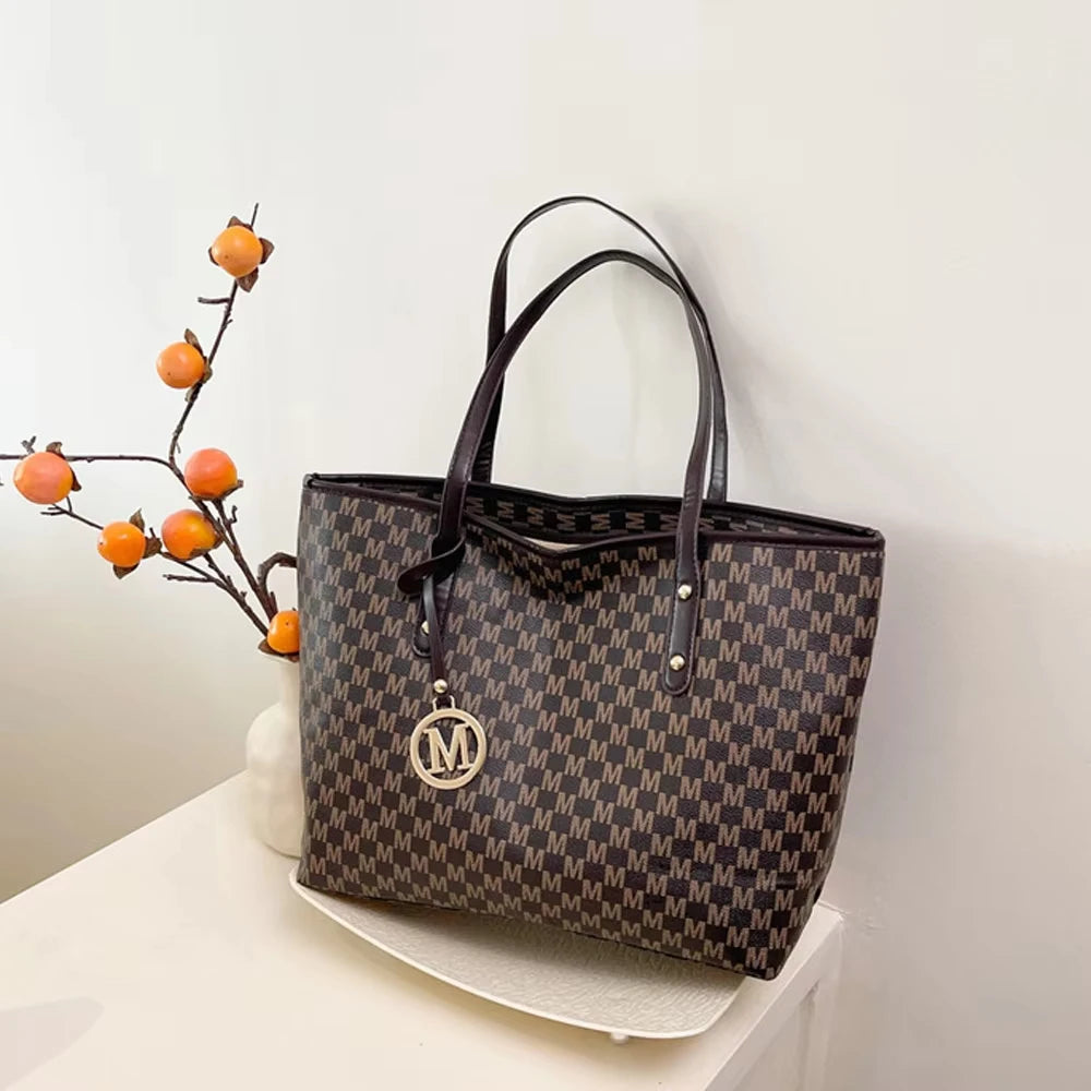 Vintage Ladies Tote Bag Large Capacity Fashion Elegant Handbag Classic Underarm Bag Women's Shopping Bag