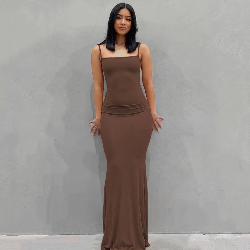 WUZIJING 2024 Satin Slip Sleeveless Backless Maxi Dress 2024 Y2K Summer Bodycon Elegant Sexy Outfits Ladies Birthday Party Club