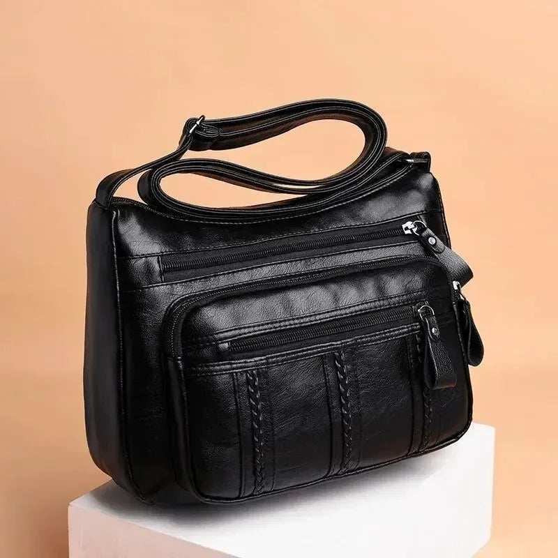 2025 New Collection Lightweight Multi Layer Shoulder Bag for Women Spacious Tote Handbag for Mother Middle Age Ladies Daily Use