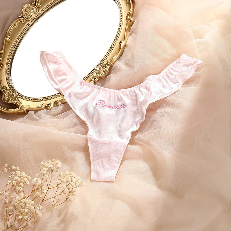 Pack of 3 Luxury Satin Plus Size, Sexy Letter Embroidery, Seductive Low Waist Ladies Panties
